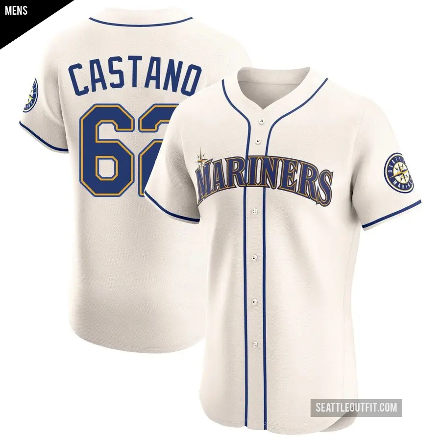 Men's Seattle Mariners ＃62 Blas Castano Elite Cream Alternate Jersey