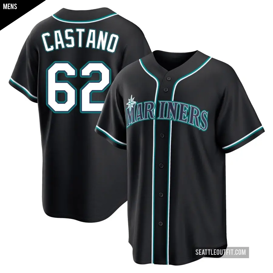 Men's Seattle Mariners ＃62 Blas Castano Replica Black Fashion Out Jersey