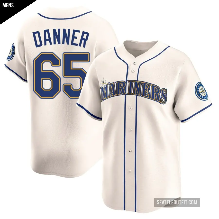 Men's Seattle Mariners ＃65 Hagen Danner Limited Cream Alternate Jersey