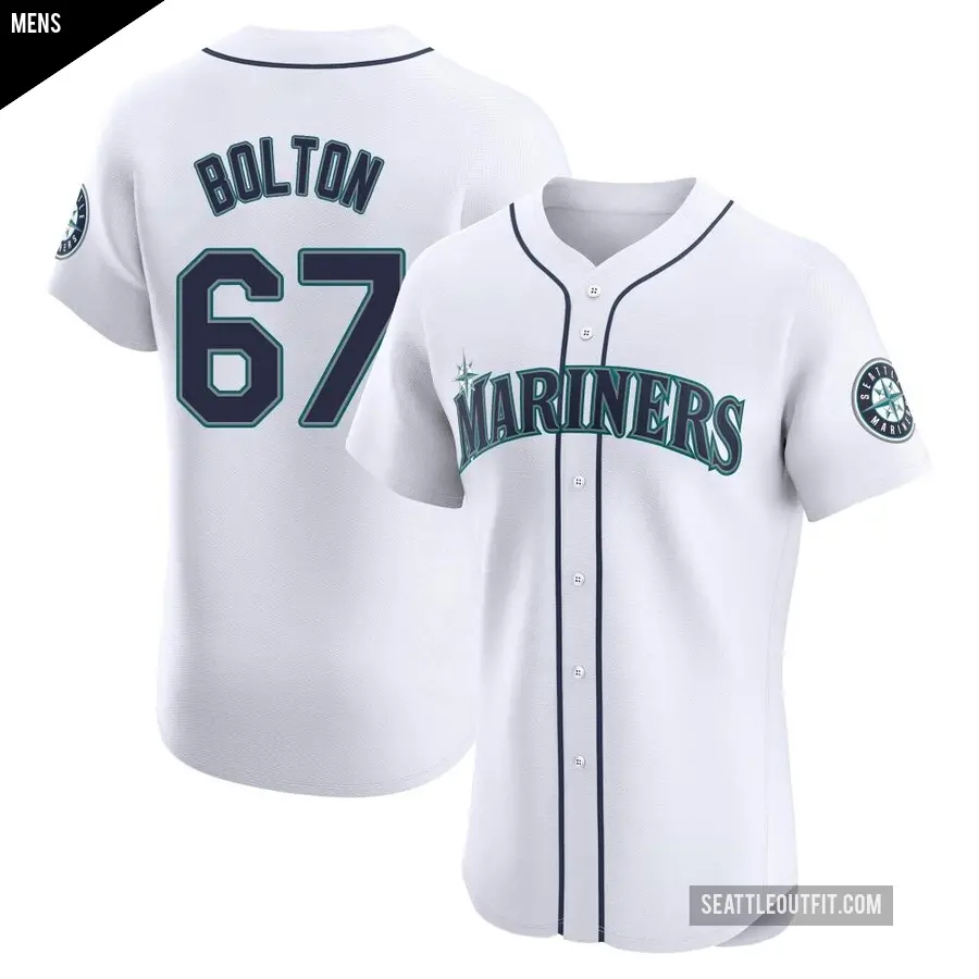 Men's Seattle Mariners ＃67 Cody Bolton Elite White Home Jersey