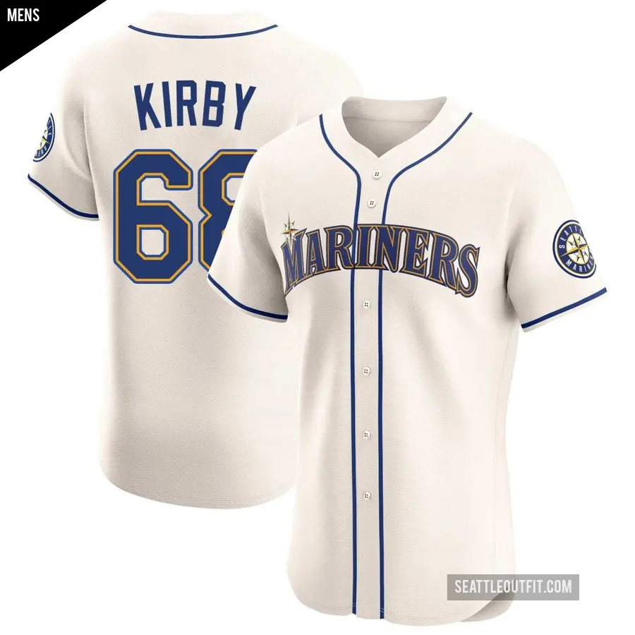 Men's Seattle Mariners ＃68 George Kirby Elite Cream Alternate Jersey