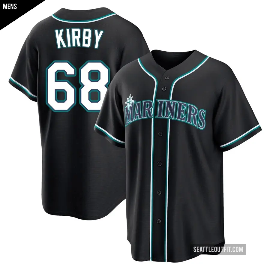 Men's Seattle Mariners ＃68 George Kirby Replica Black Fashion Out Jersey