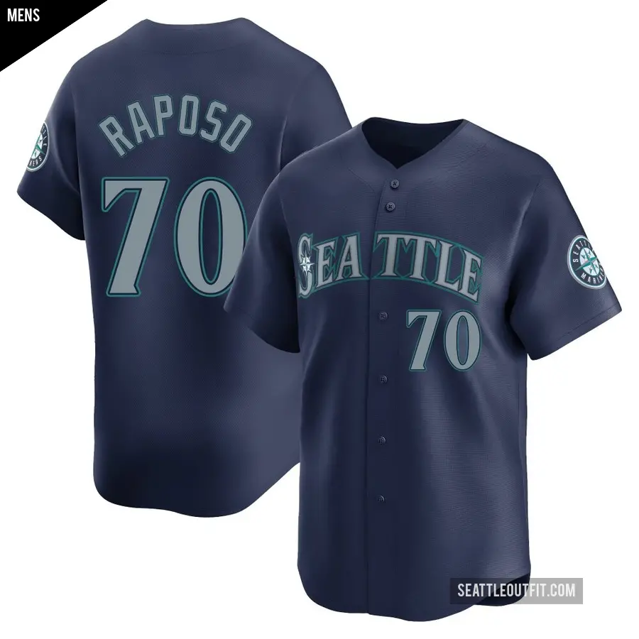 Men's Seattle Mariners ＃70 Nicholas Raposo Limited Navy Road Jersey