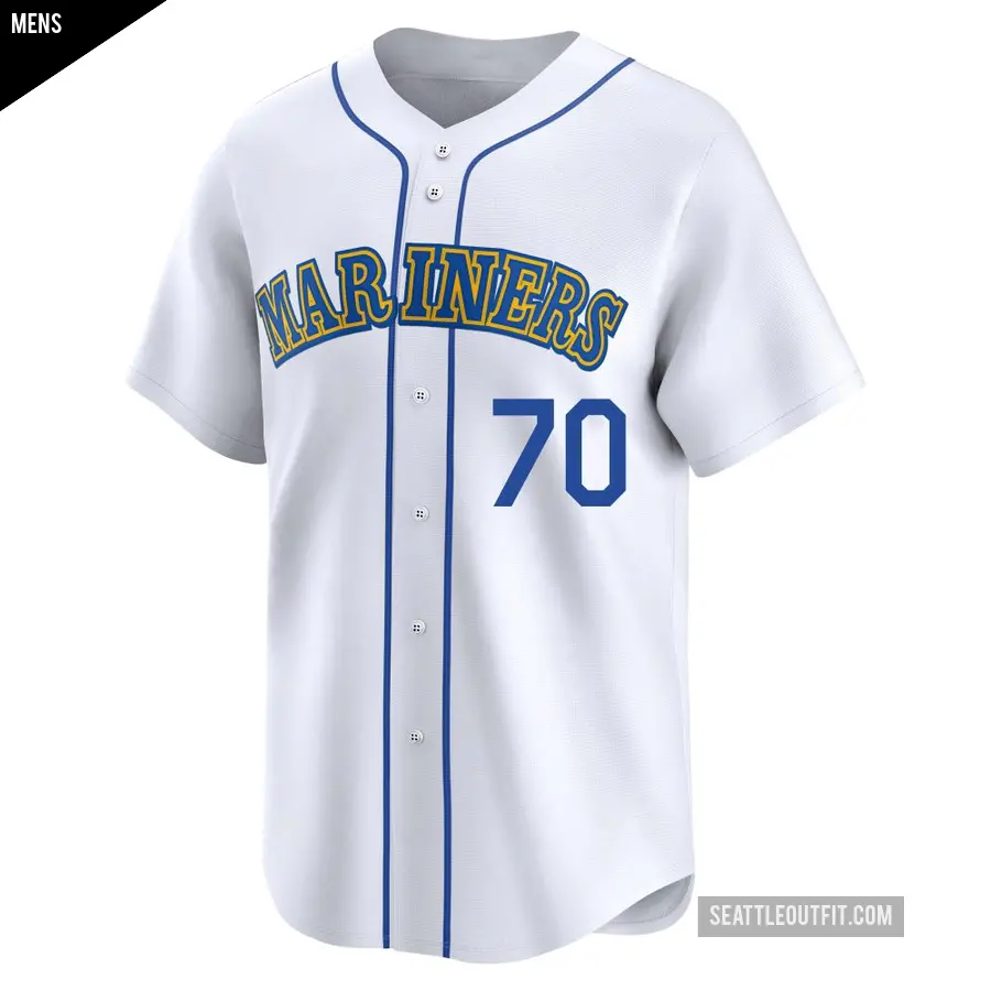 Men&#039;s Seattle Mariners &#65283;70 Nicholas Raposo Limited White Throwback Cooperstown Collection Jersey