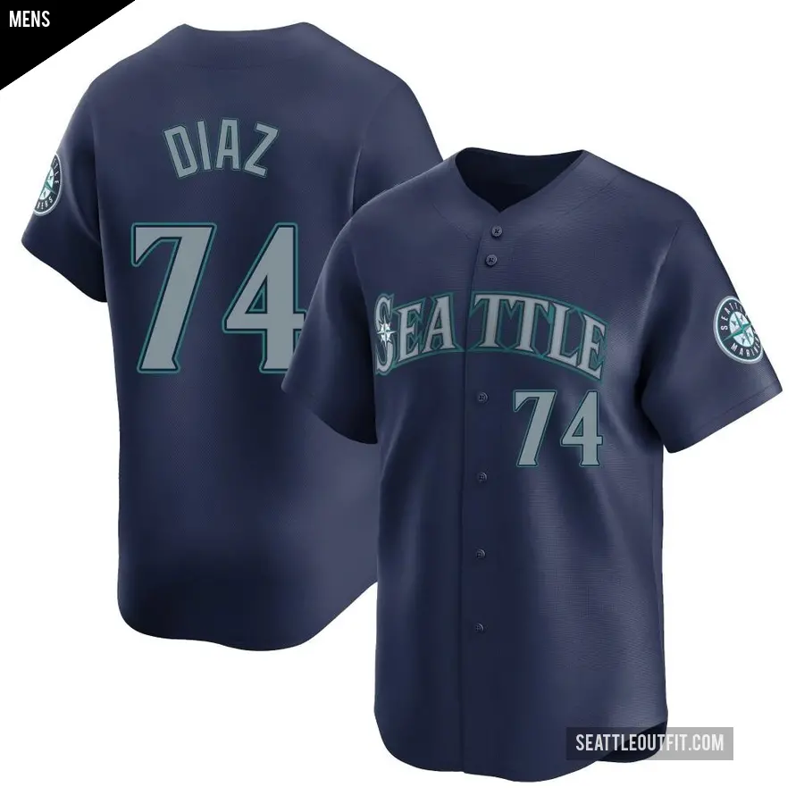 Men's Seattle Mariners ＃74 Jhonathan Diaz Limited Navy Road Jersey