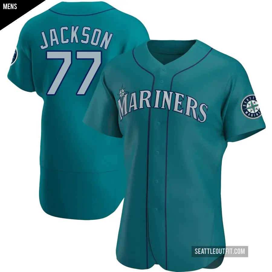 Men's Seattle Mariners ＃77 Luke Jackson Authentic Aqua Alternate Jersey