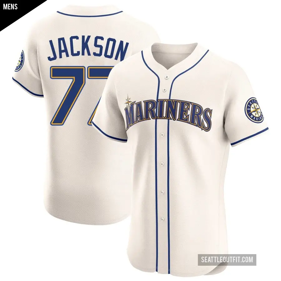 Men's Seattle Mariners ＃77 Luke Jackson Elite Cream Alternate Jersey