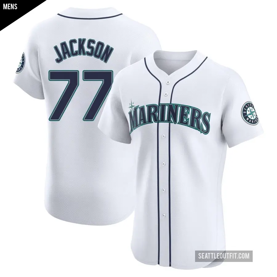 Men's Seattle Mariners ＃77 Luke Jackson Elite White Home Jersey