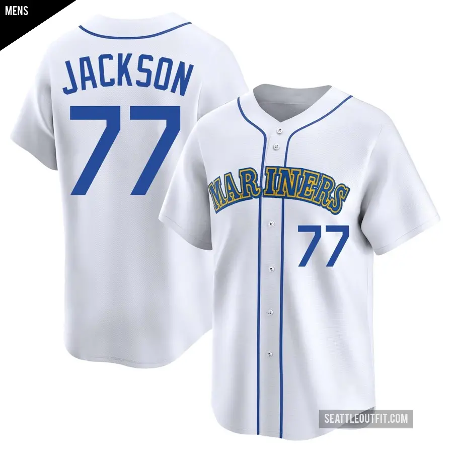 Men's Seattle Mariners ＃77 Luke Jackson Limited White Throwback Cooperstown Collection Jersey
