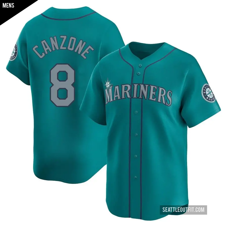 Men's Seattle Mariners ＃8 Dominic Canzone Limited Aqua Alternate Jersey