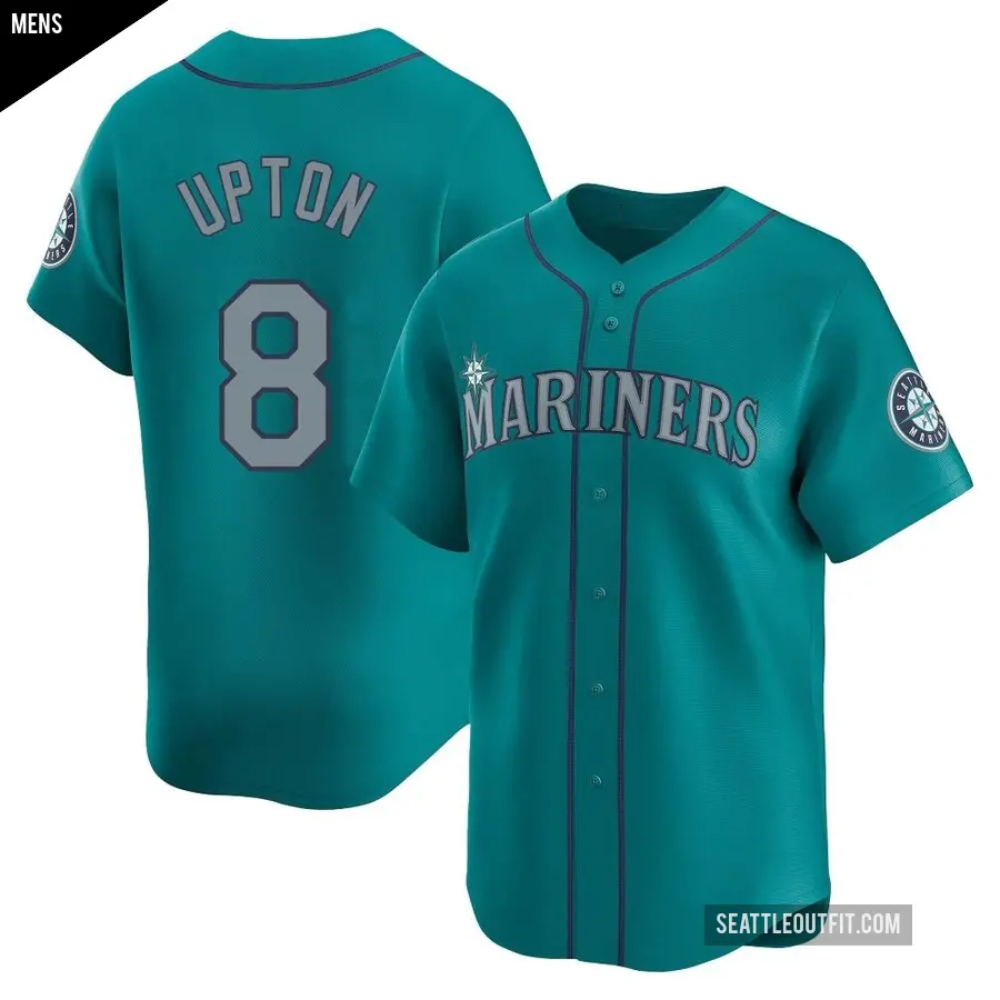 Men's Seattle Mariners ＃8 Justin Upton Limited Aqua Alternate Jersey