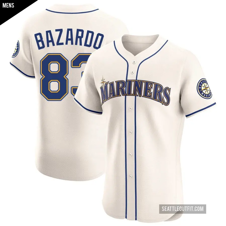 Men's Seattle Mariners ＃83 Eduard Bazardo Elite Cream Alternate Jersey