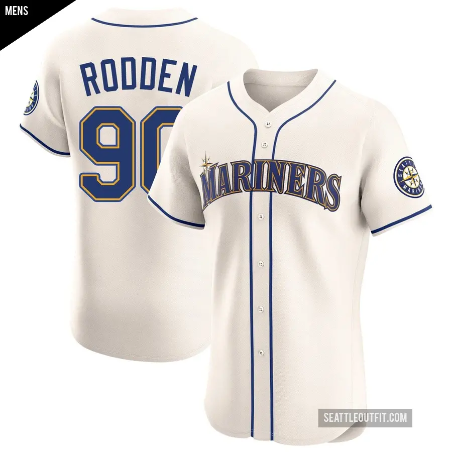 Men's Seattle Mariners ＃90 Brock Rodden Elite Cream Alternate Jersey