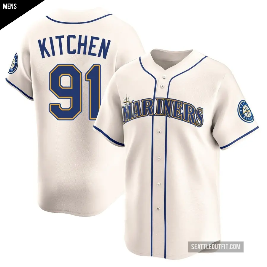 Men's Seattle Mariners ＃91 Austin Kitchen Limited Cream Alternate Jersey