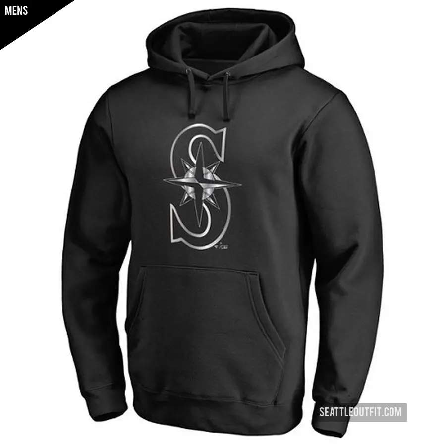 Men's Seattle Mariners Black Platinum Collection Pullover Hoodie -