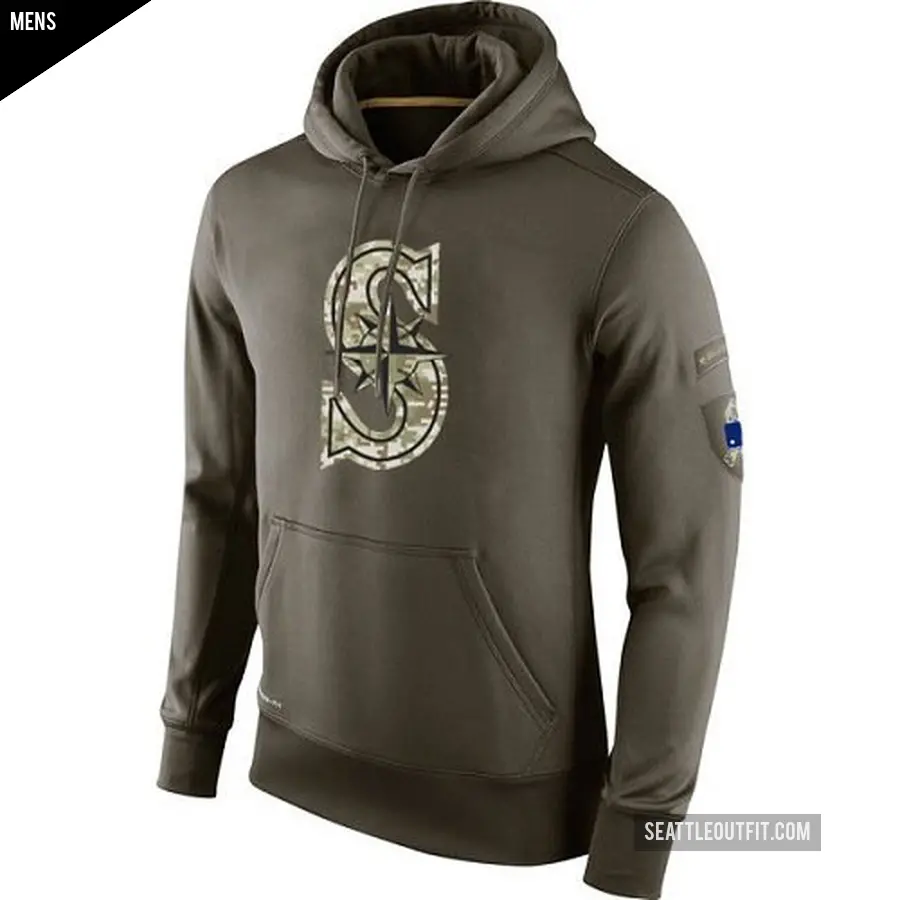 Men's Seattle Mariners Olive Salute to Service KO Performance Hoodie