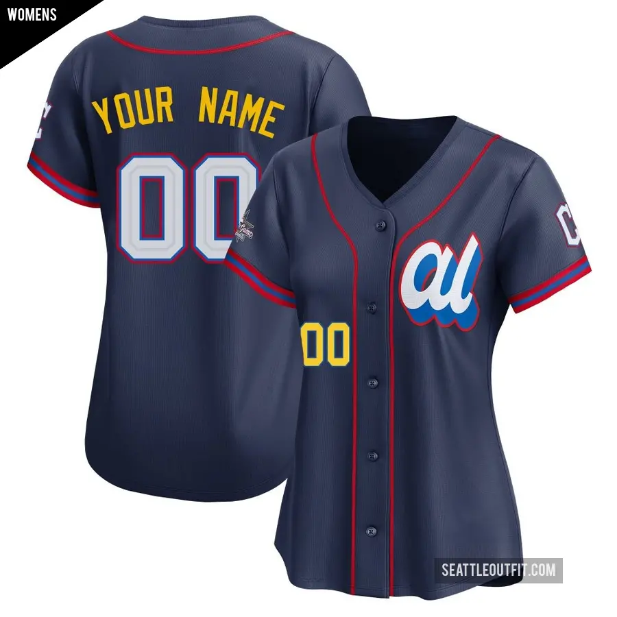 Women's Seattle Mariners ＃00 Custom Limited Navy American League 2025 All-Star Edition Jersey
