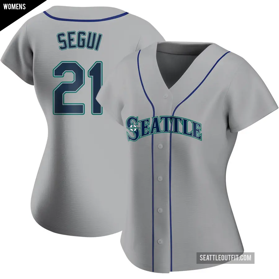 Women's Seattle Mariners ＃21 David Segui Replica Gray Road Jersey