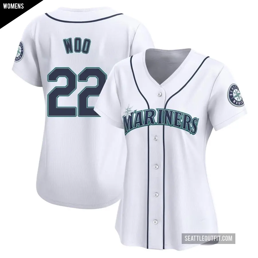 Women's Seattle Mariners ＃22 Bryan Woo Limited White Home Jersey