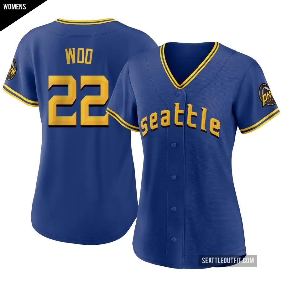 Women's Seattle Mariners ＃22 Bryan Woo Replica Royal 2023 City Connect Jersey