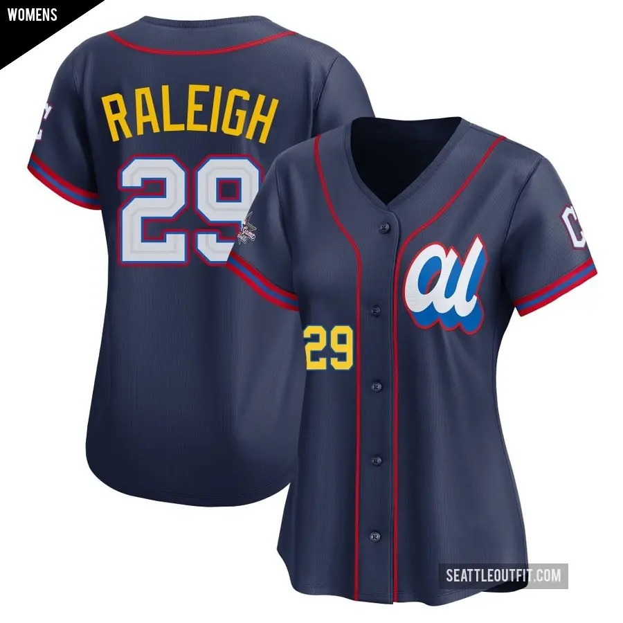 Women's Seattle Mariners ＃29 Cal Raleigh Limited Navy American League 2025 All-Star Edition Jersey