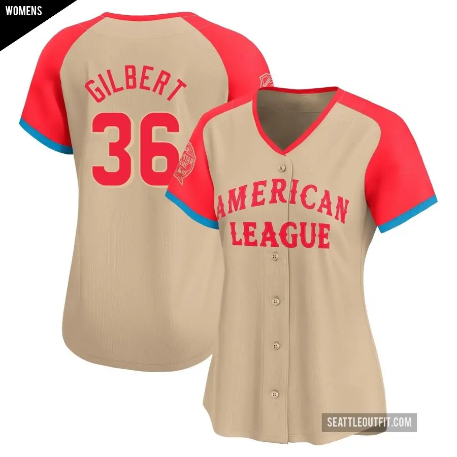 Women's Seattle Mariners ＃36 Logan Gilbert Limited Cream American League 2024 All-Star Game Jersey