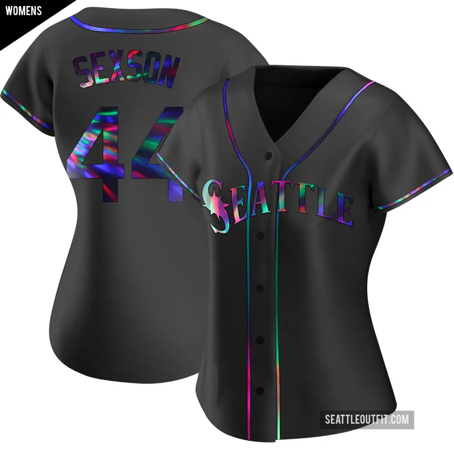 Women's Seattle Mariners ＃44 Richie Sexson Replica Black Holographic Alternate Jersey