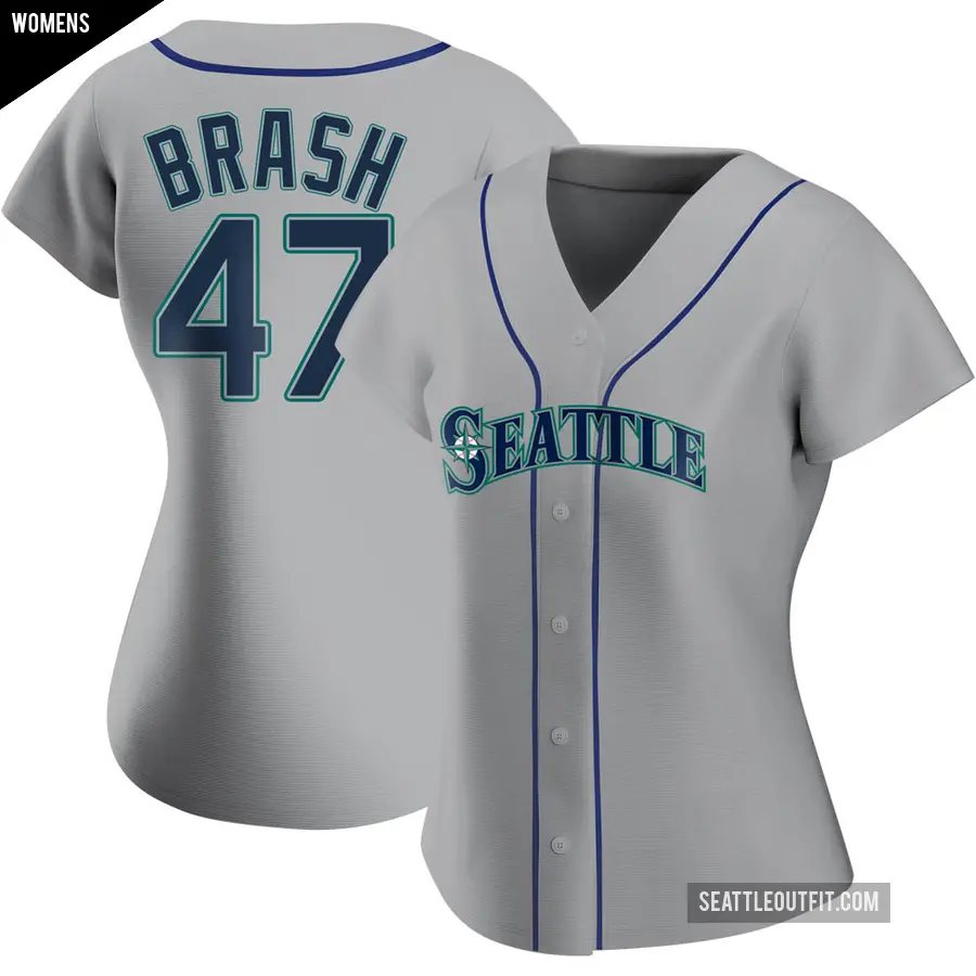 Women's Seattle Mariners ＃47 Matt Brash Authentic Gray Road Jersey