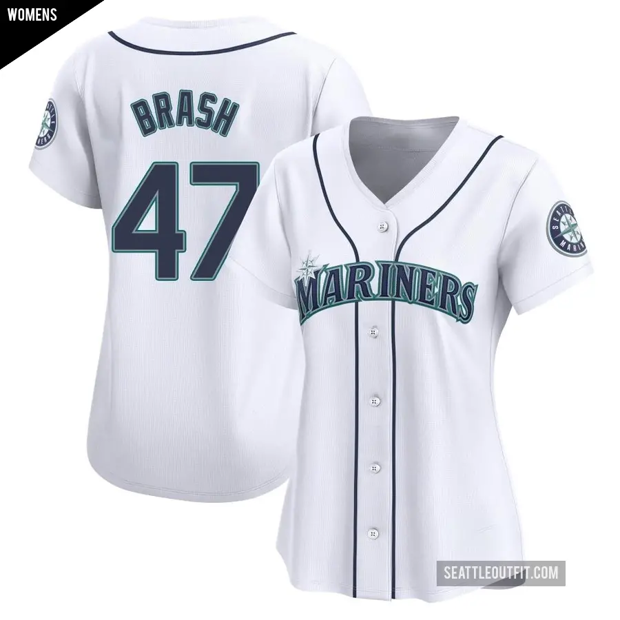 Women's Seattle Mariners ＃47 Matt Brash Limited White Home Jersey