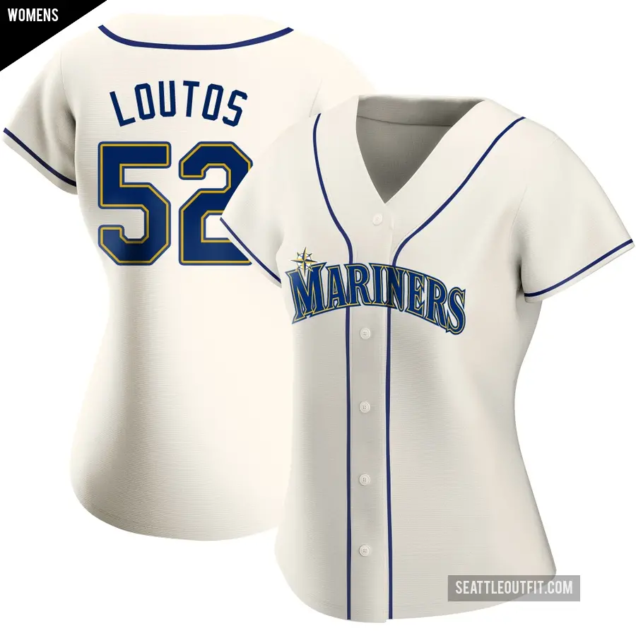 Women's Seattle Mariners ＃52 Ryan Loutos Authentic Cream Alternate Jersey