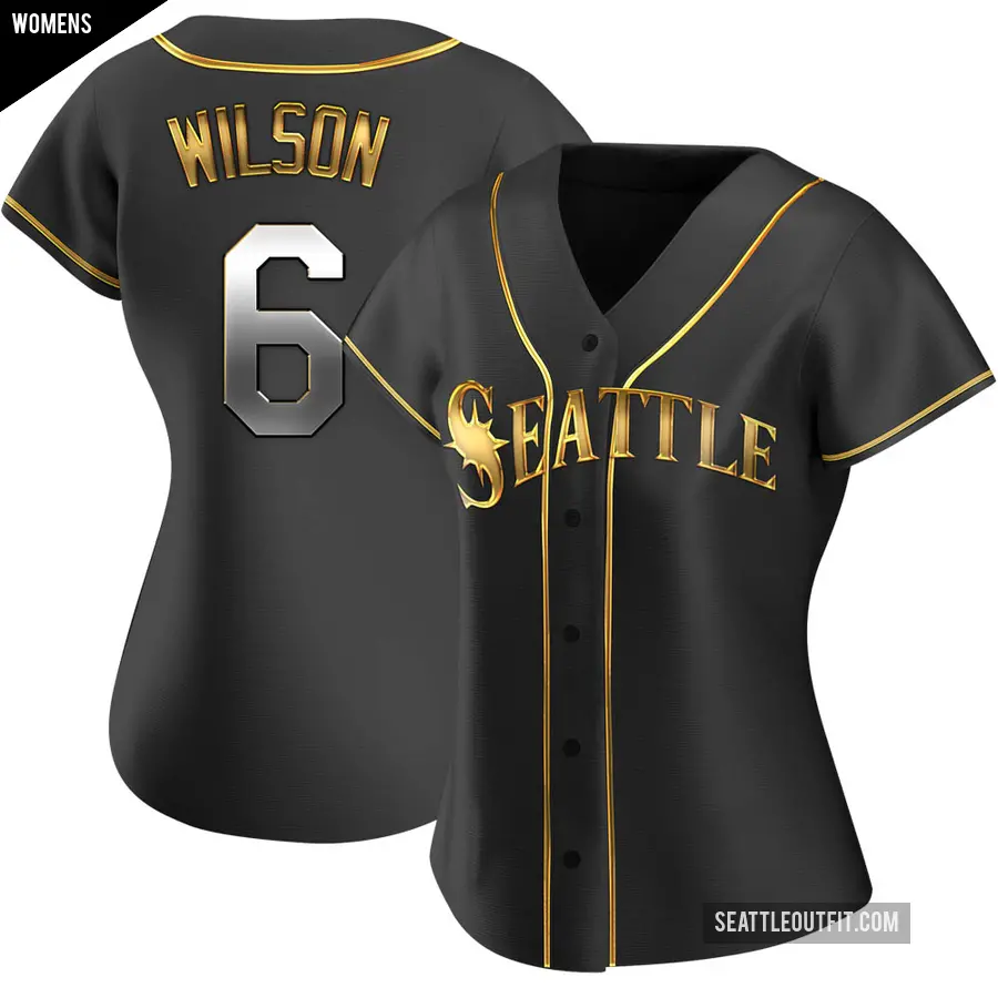 Women&#039;s Seattle Mariners &#65283;6 Dan Wilson Replica Gold Black en Alternate Jersey