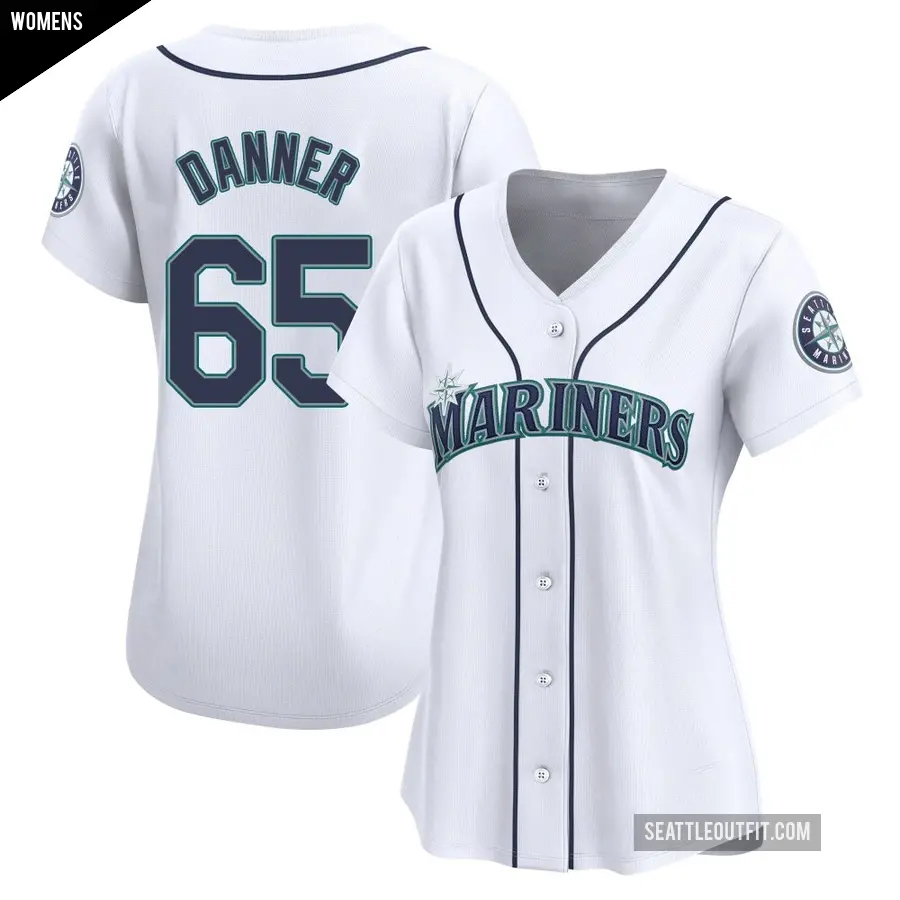 Women's Seattle Mariners ＃65 Hagen Danner Limited White Home Jersey