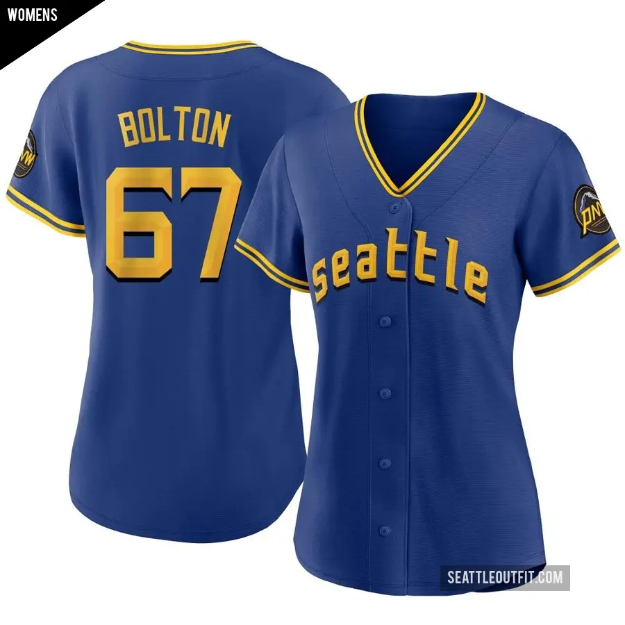 Women's Seattle Mariners ＃67 Cody Bolton Replica Royal 2023 City Connect Jersey