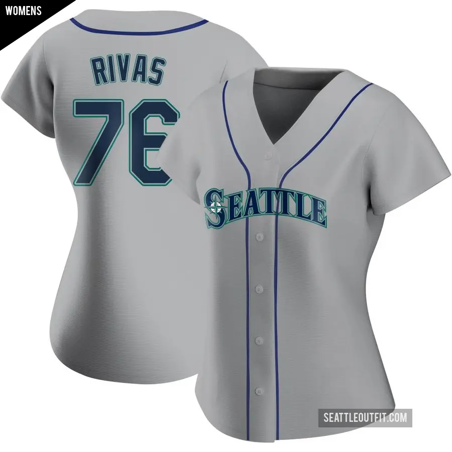 Women's Seattle Mariners ＃76 Leo Rivas Authentic Gray Road Jersey
