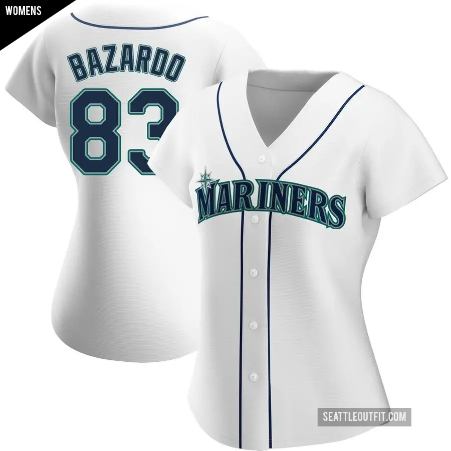 Women's Seattle Mariners ＃83 Eduard Bazardo Authentic White Home Jersey