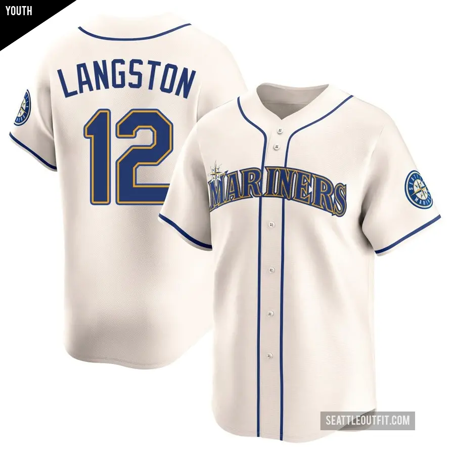 Youth Seattle Mariners ＃12 Mark Langston Limited Cream Alternate Jersey