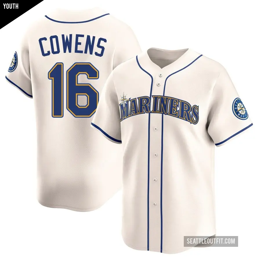 Youth Seattle Mariners ＃16 Al Cowens Limited Cream Alternate Jersey