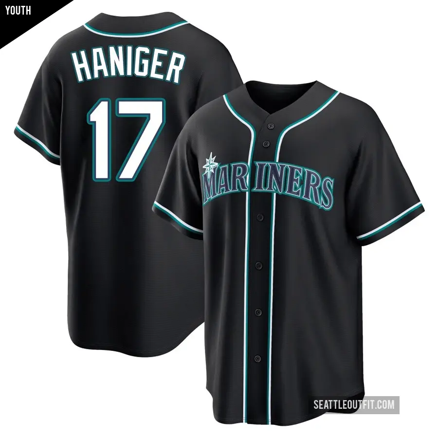 Youth Seattle Mariners ＃17 Mitch Haniger Replica Black Fashion Out Jersey