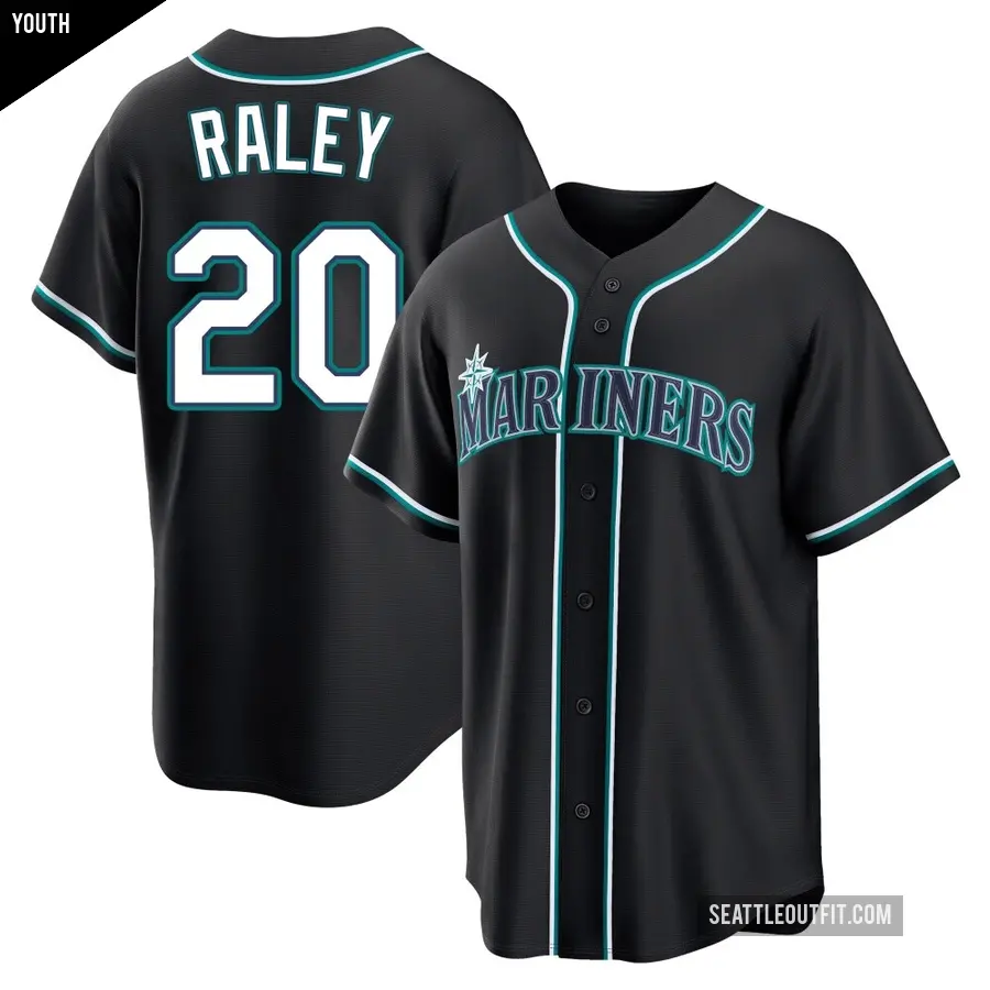 Youth Seattle Mariners ＃20 Luke Raley Replica Black Fashion Out Jersey
