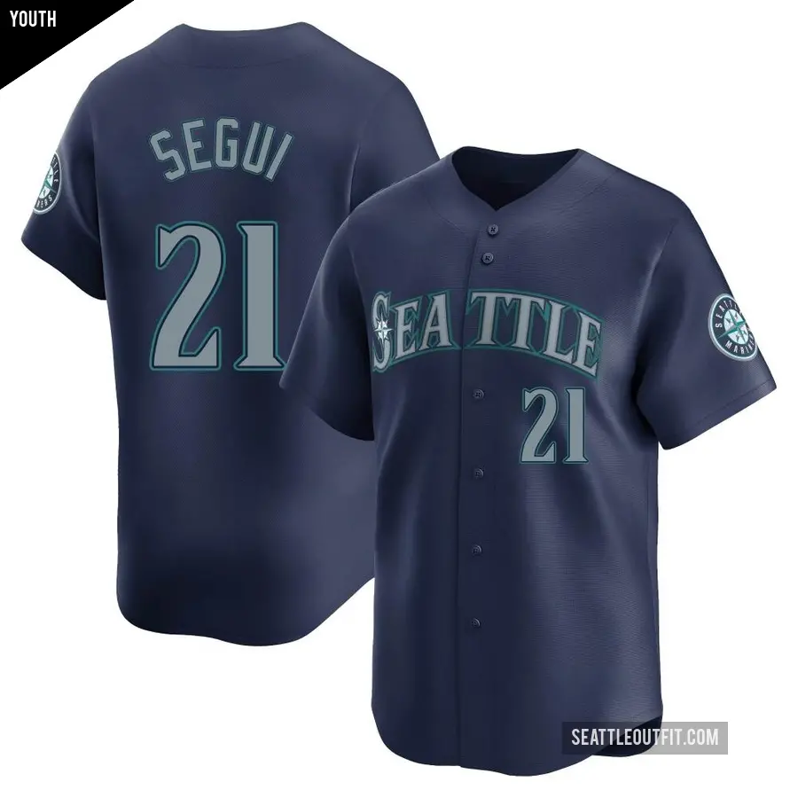 Youth Seattle Mariners ＃21 David Segui Limited Navy Road Jersey
