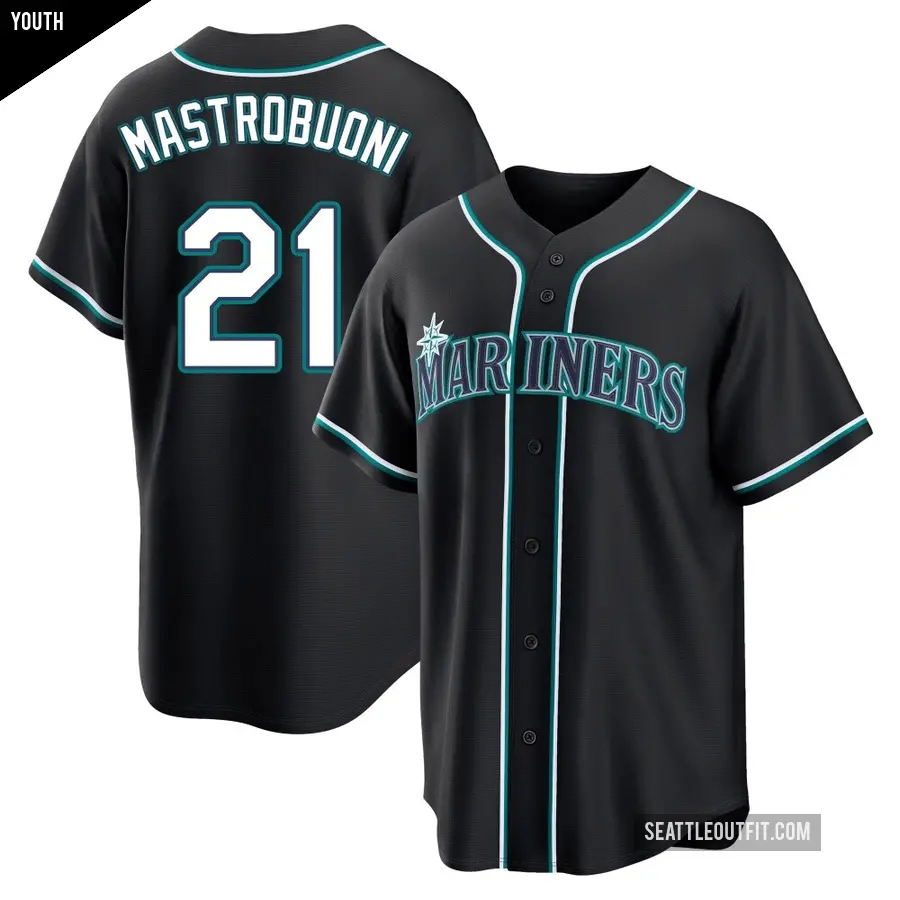 Youth Seattle Mariners ＃21 Miles Mastrobuoni Replica Black Fashion Out Jersey