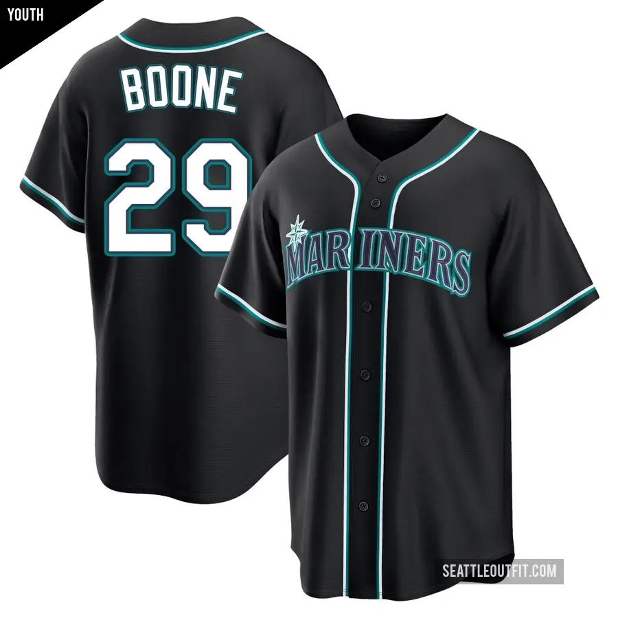 Youth Seattle Mariners ＃29 Bret Boone Replica Black Fashion Out Jersey