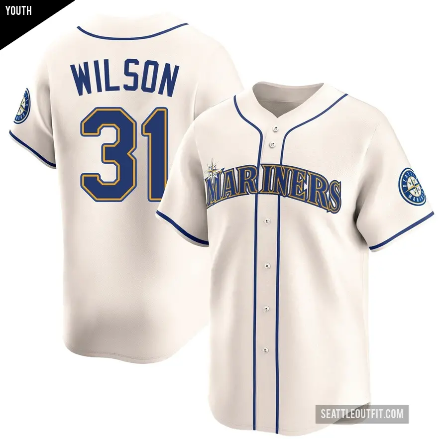 Youth Seattle Mariners ＃31 Weston Wilson Limited Cream Alternate Jersey