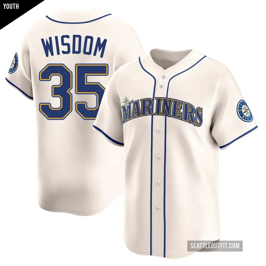 Youth Seattle Mariners ＃35 Patrick Wisdom Limited Cream Alternate Jersey