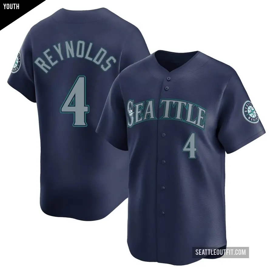 Youth Seattle Mariners ＃4 Harold Reynolds Limited Navy Road Jersey