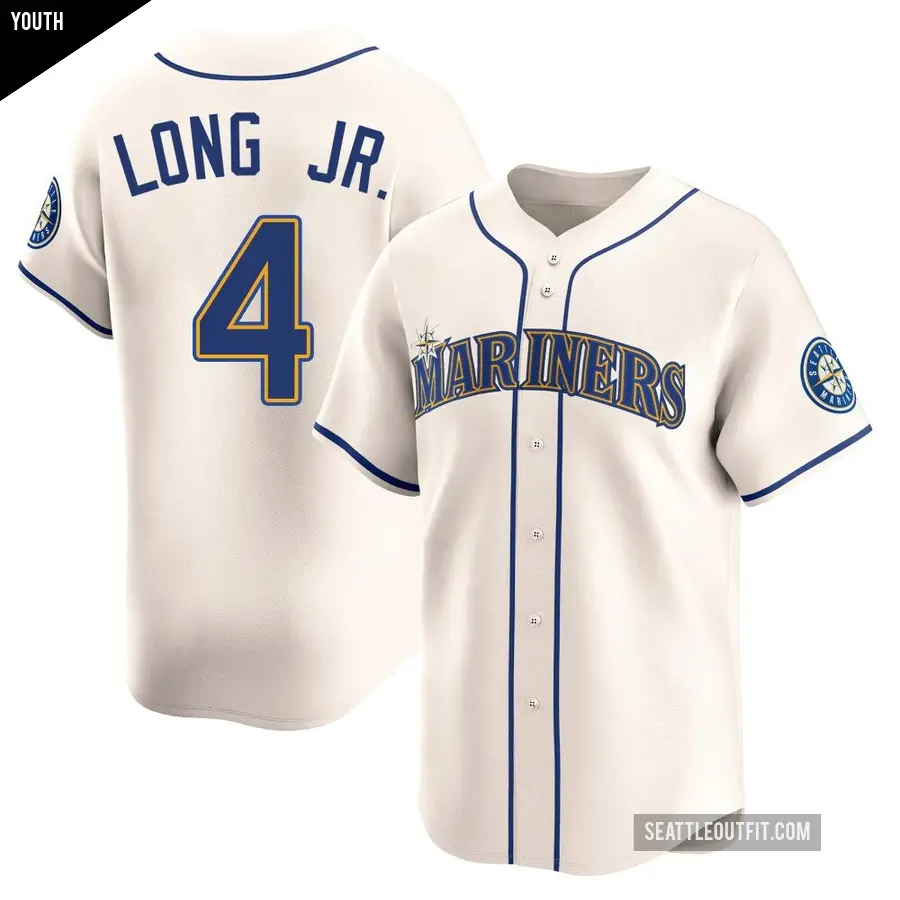 Youth Seattle Mariners ＃4 Shed Long Jr. Limited Cream Alternate Jersey