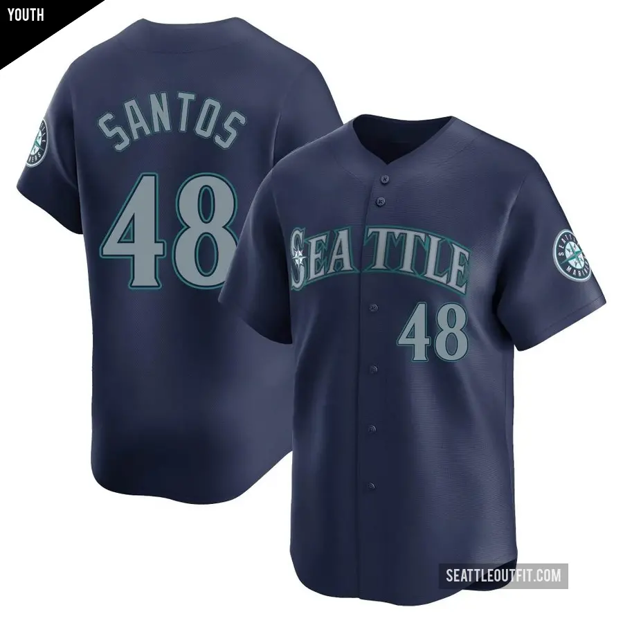 Youth Seattle Mariners ＃48 Gregory Santos Limited Navy Road Jersey