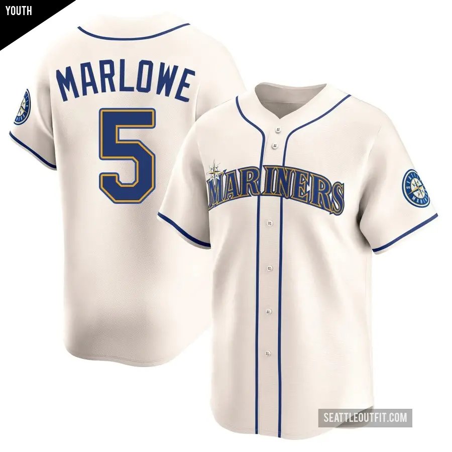 Youth Seattle Mariners ＃5 Cade Marlowe Limited Cream Alternate Jersey