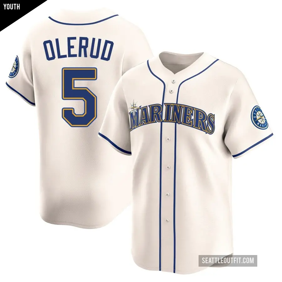 Youth Seattle Mariners ＃5 John Olerud Limited Cream Alternate Jersey