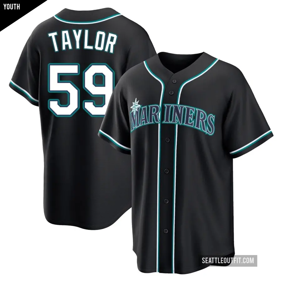 Youth Seattle Mariners ＃59 Troy Taylor Replica Black Fashion Out Jersey